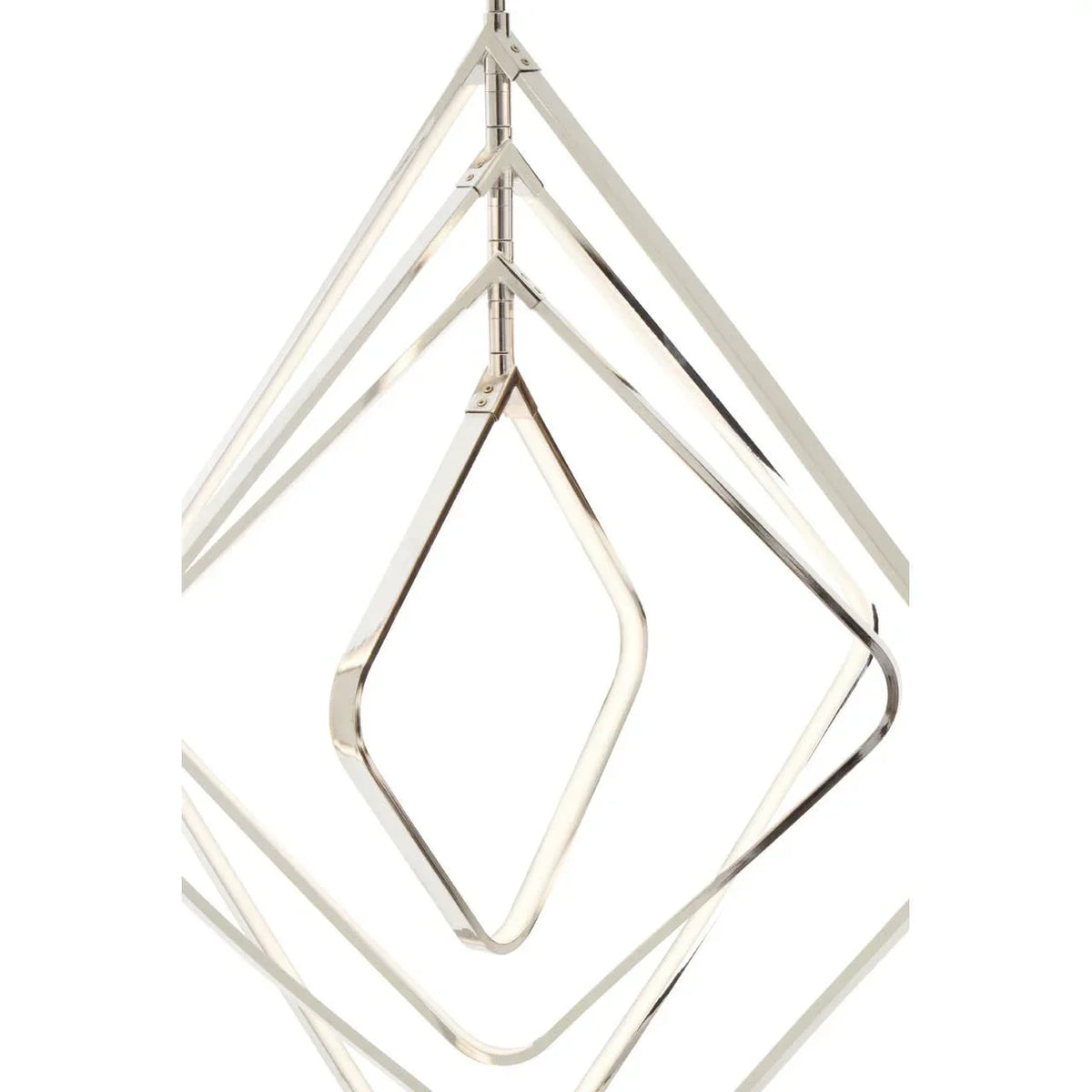 Modern chrome geometric pendant light with diamond-shaped metal frames