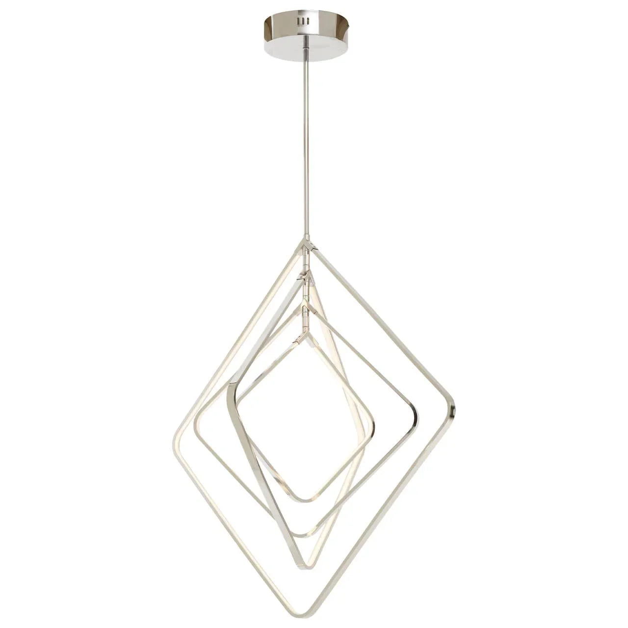 Modern geometric LED ceiling light with chrome finish and layered square frames
