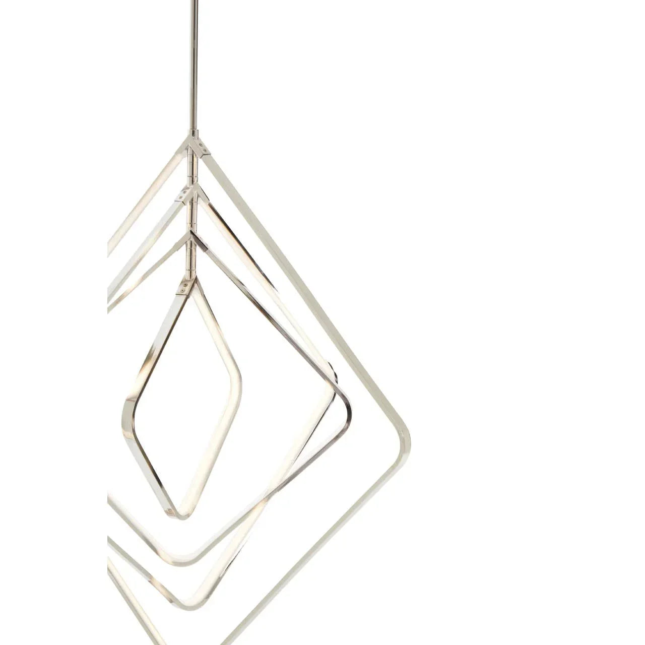 Chrome geometric pendant light with layered square metal frames