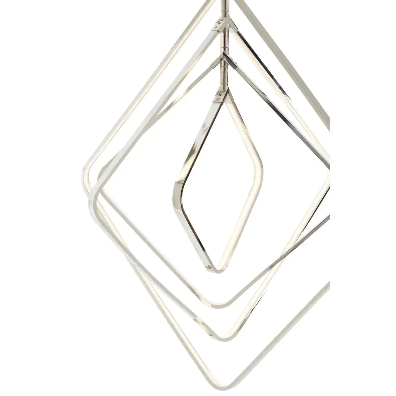 Geometric chrome pendant light with layered diamond metal frames