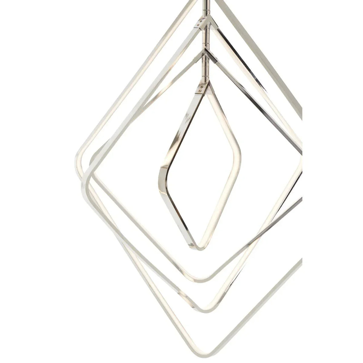Geometric chrome pendant light with layered diamond metal frames