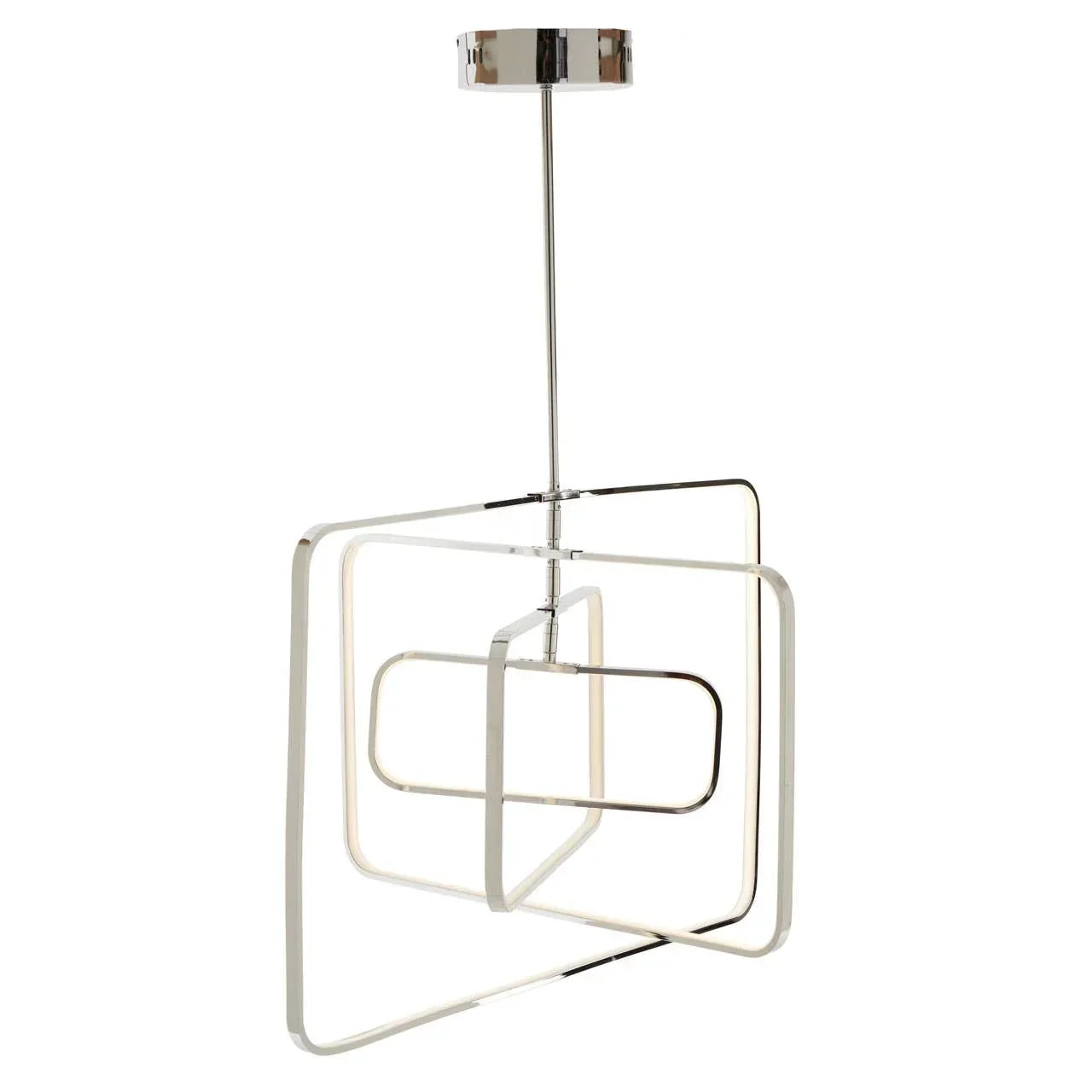 Modern chrome ceiling light with geometric LED frame design