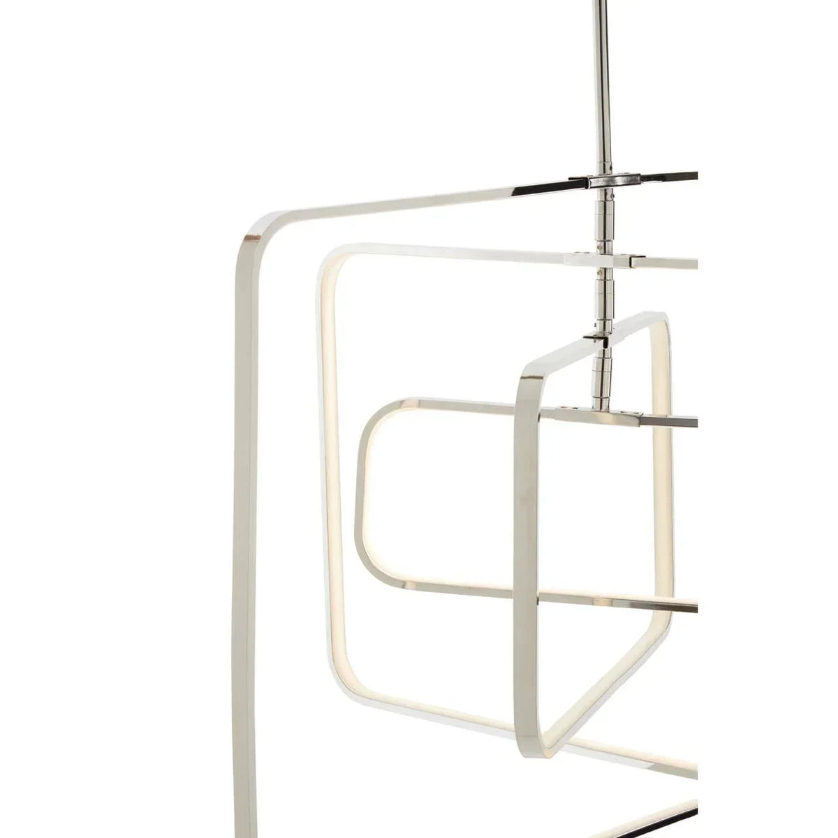 Modern chrome LED ceiling light with geometric square frame design