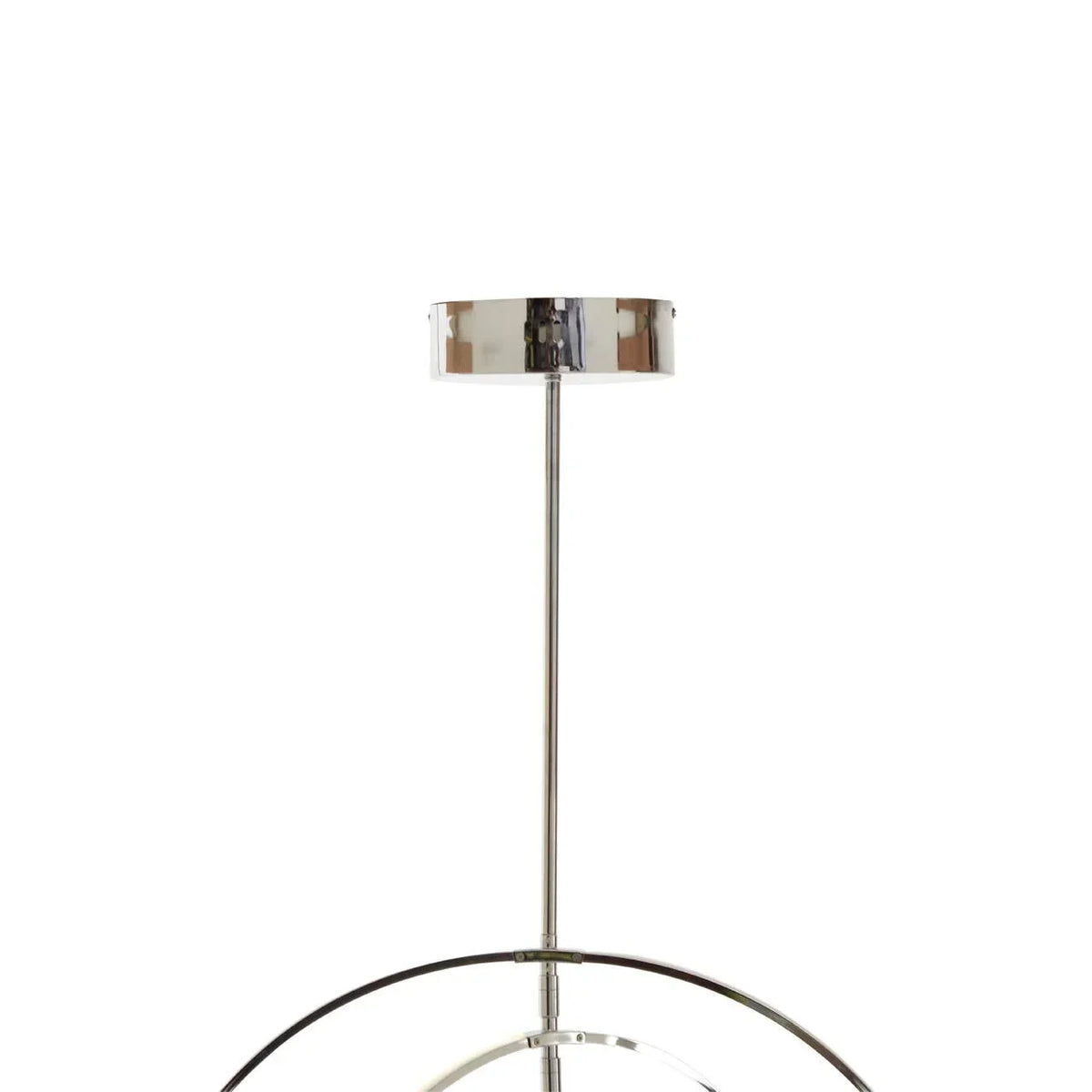 Chrome ceiling pendant light with contemporary metal frame and polished finish