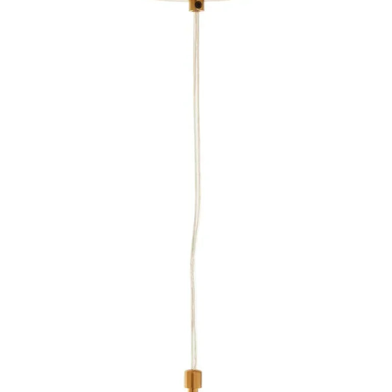 Brass pendant light ceiling fitting with clear cable and gold canopy detail