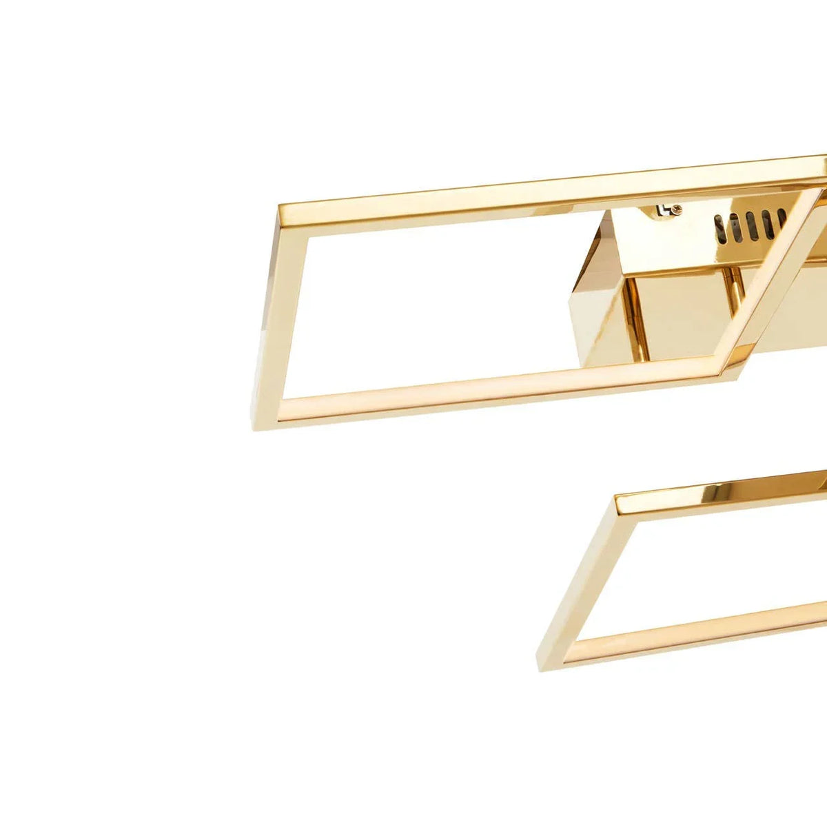 Modern gold rectangular ceiling light with geometric metal frame detail