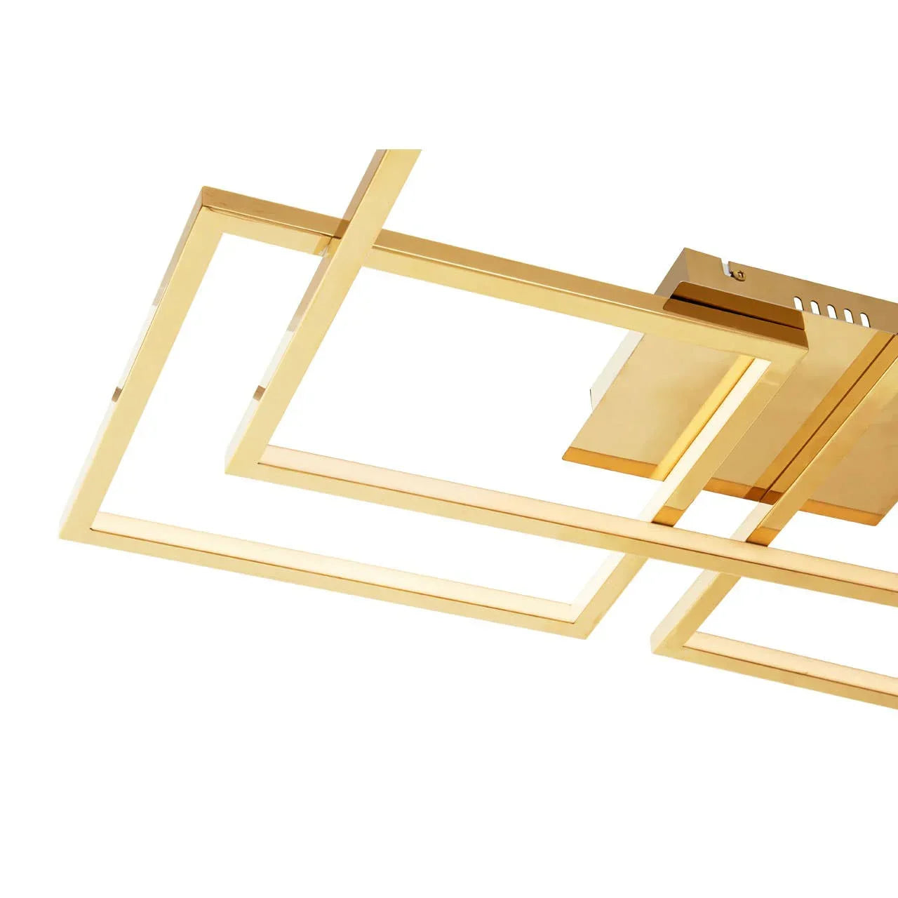 Gold geometric LED ceiling light with overlapping square frames