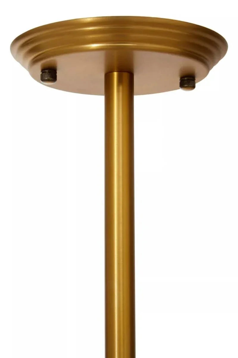Gold metal ceiling rose with round canopy and central pendant light fitting stem