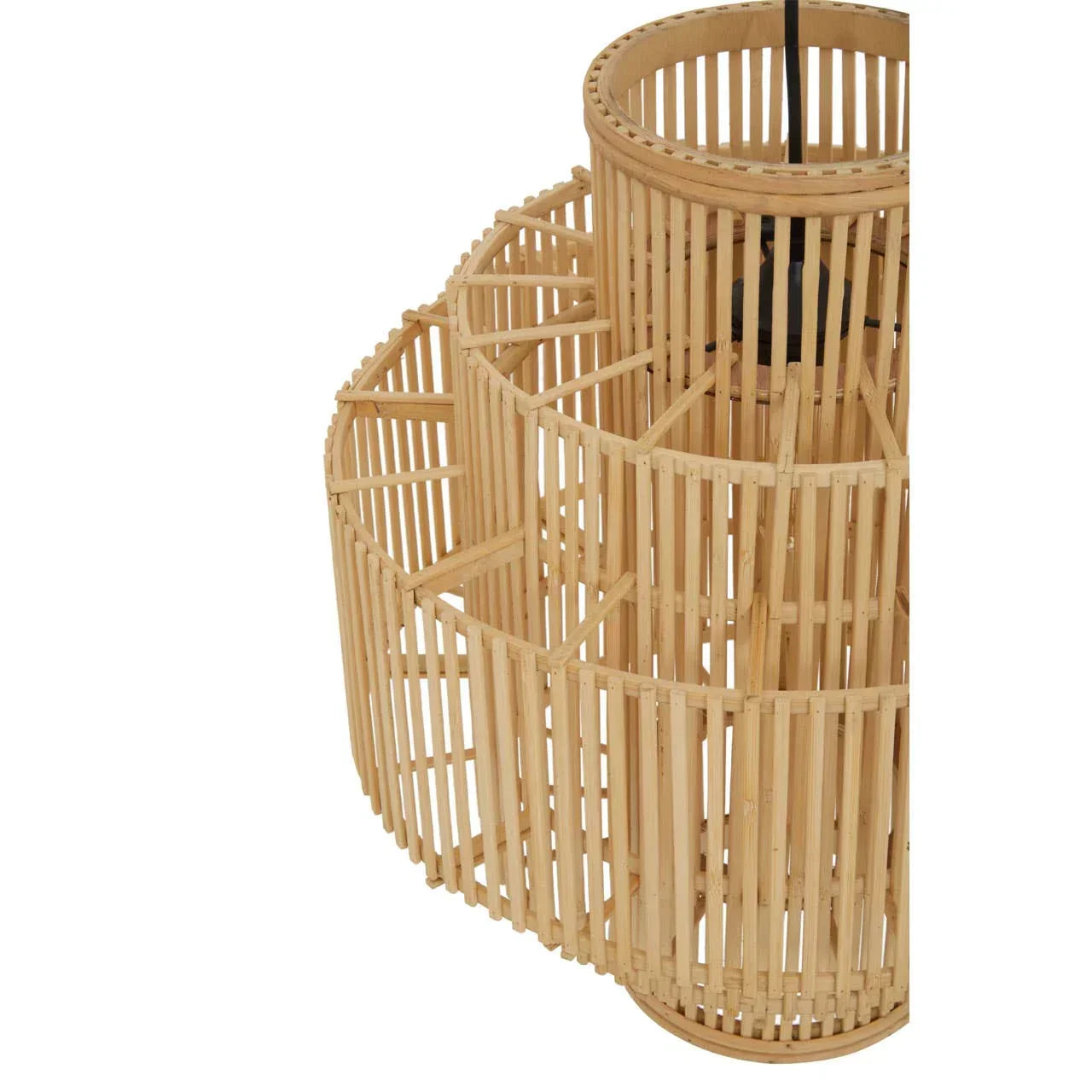 Natural bamboo pendant light shade with geometric openwork design