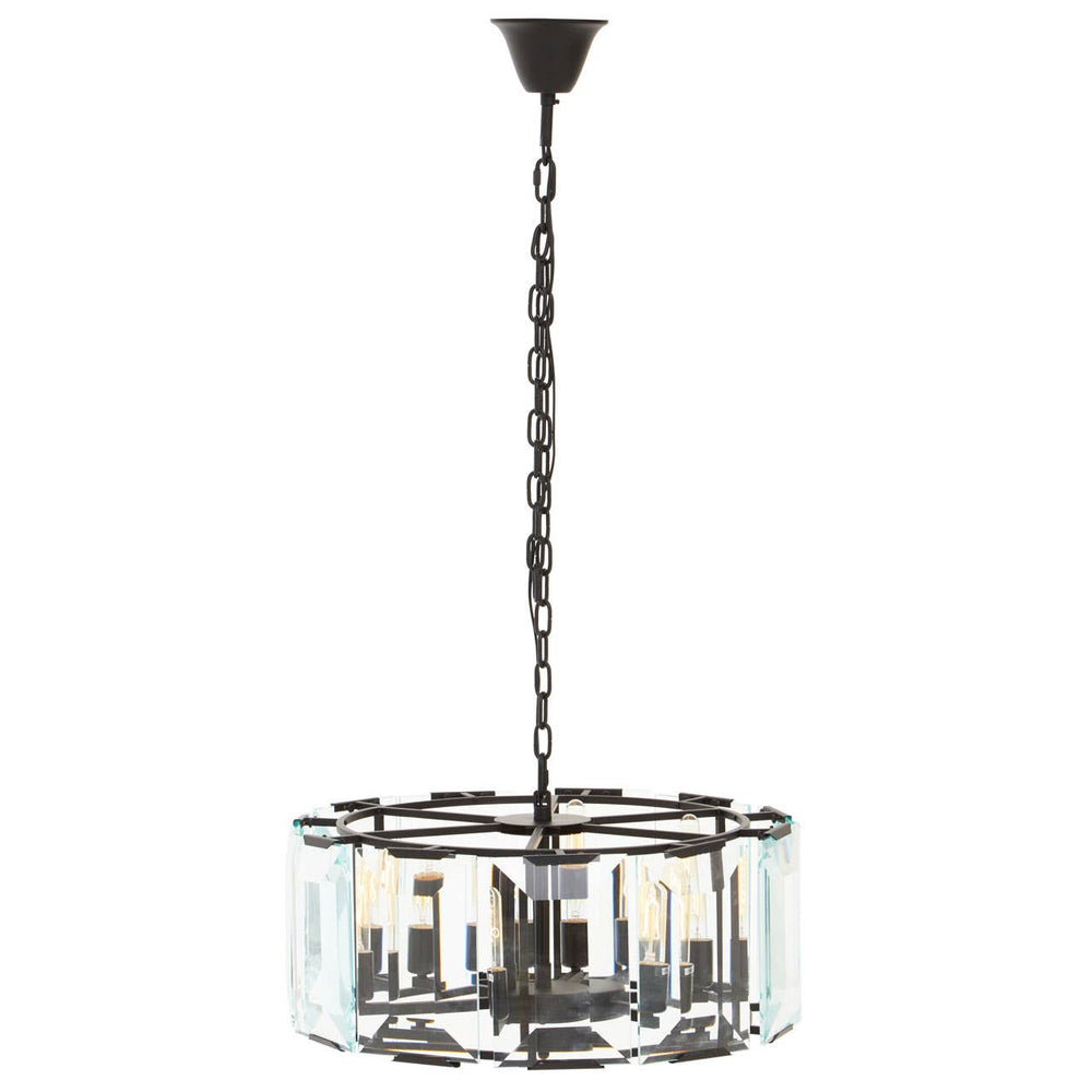 Sleek Black Glass Chandelier