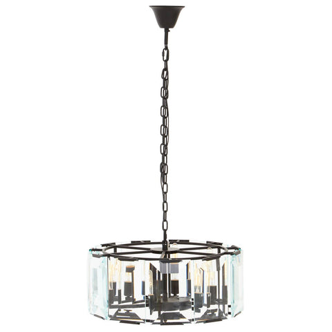 Sleek Black Glass Chandelier