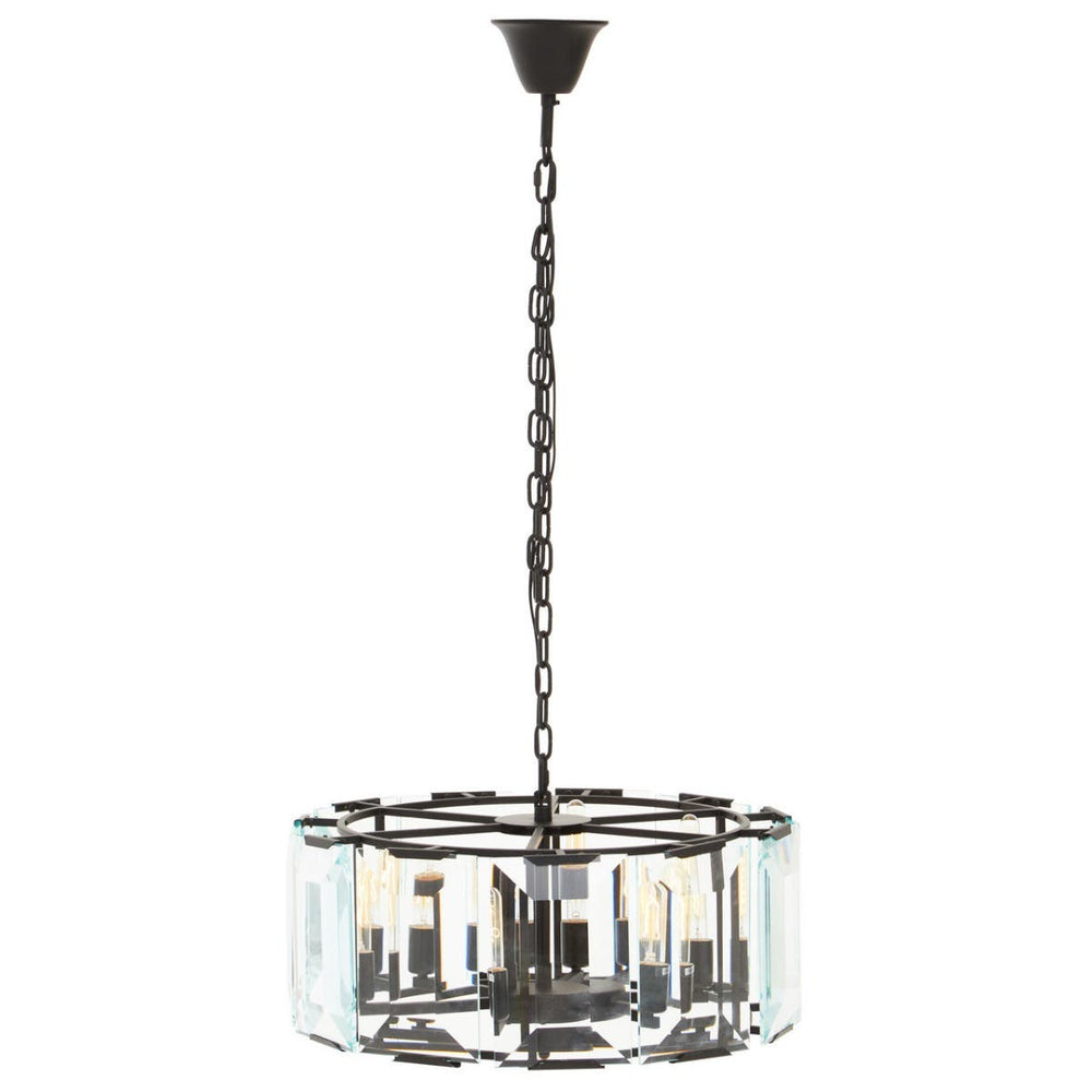 Sleek Black Glass Chandelier