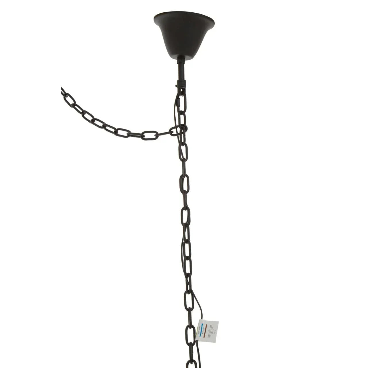 Black metal ceiling chain with cup fixture for pendant light installation