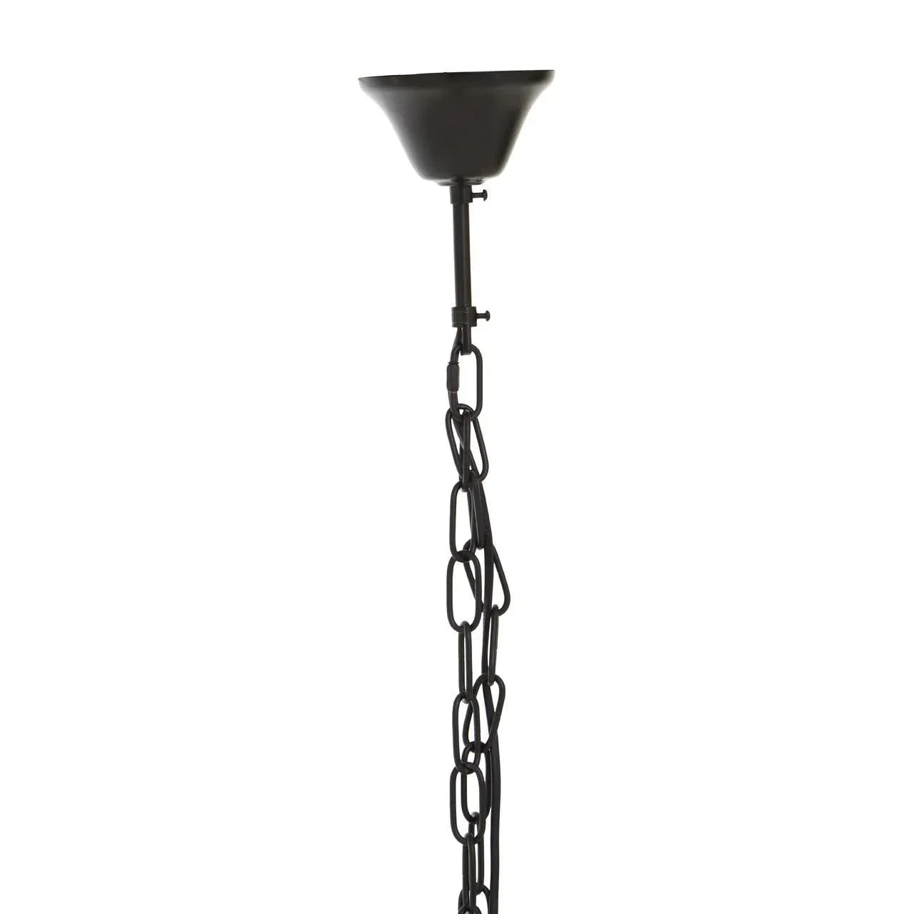 Black metal ceiling light chain with mounting plate and adjustable links