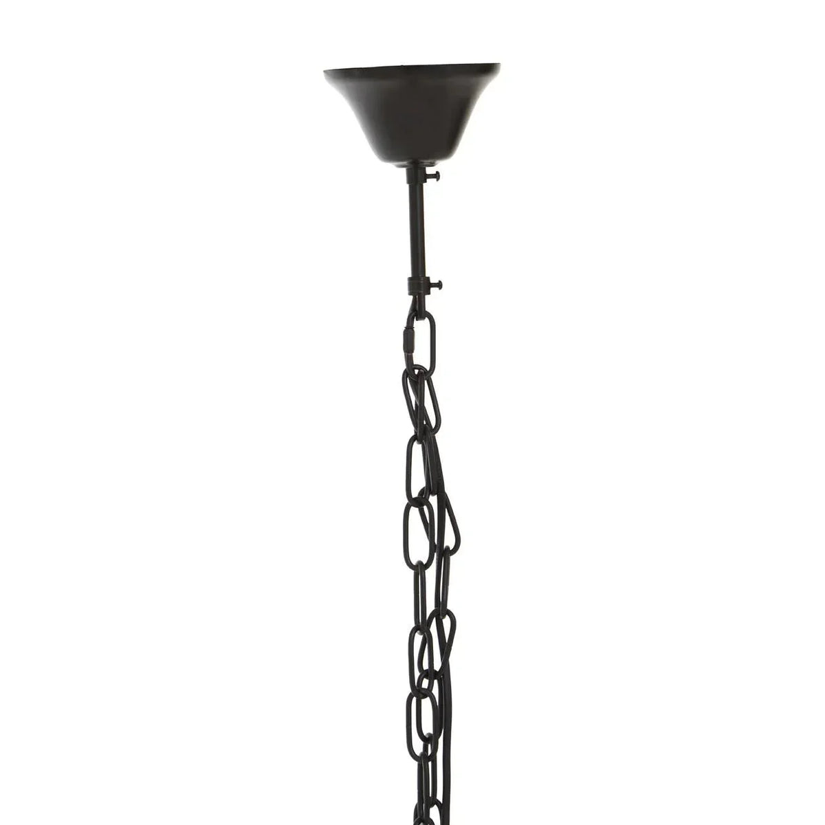 Black metal ceiling light chain with mounting plate and adjustable links