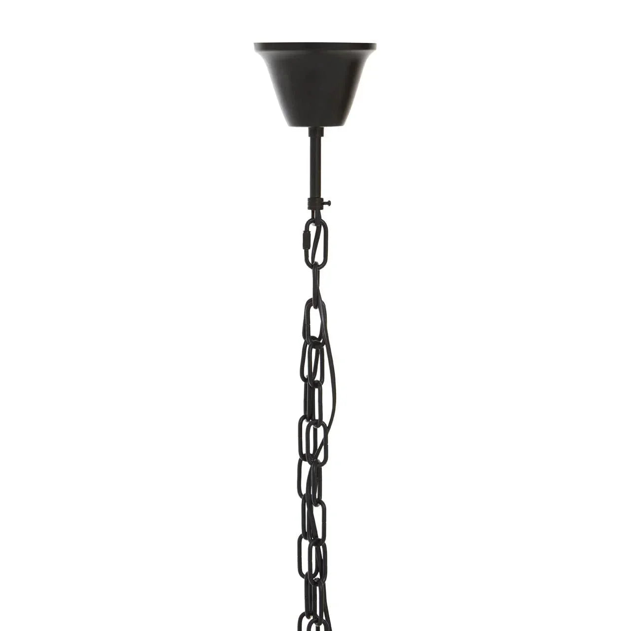 Black ceiling light fixture with chain and canopy mount