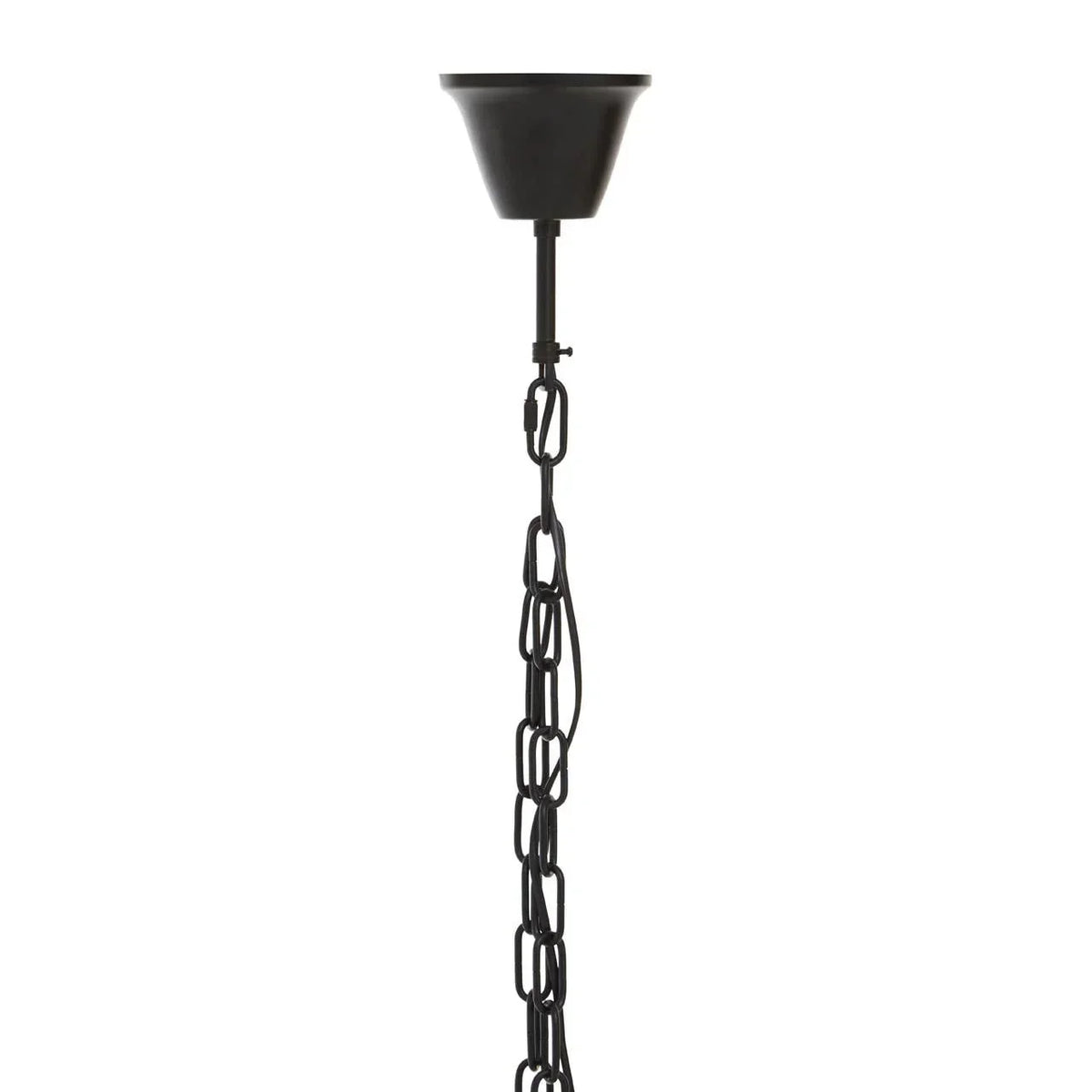 Black ceiling light fixture with chain and canopy mount