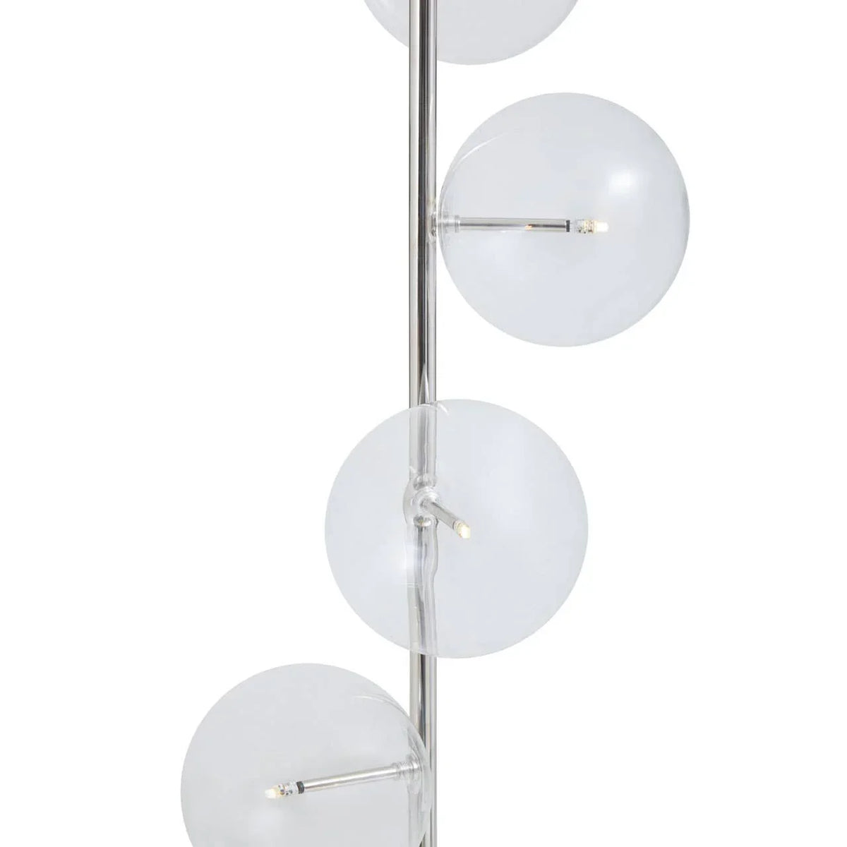 Modern floor lamp with clear glass globe shades and chrome stand