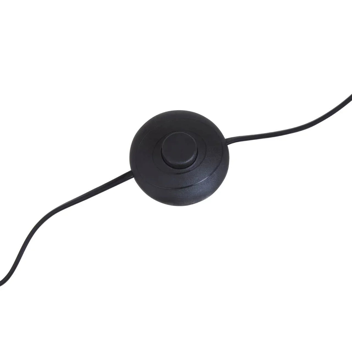 Black floor lamp foot switch with attached power cable on white background