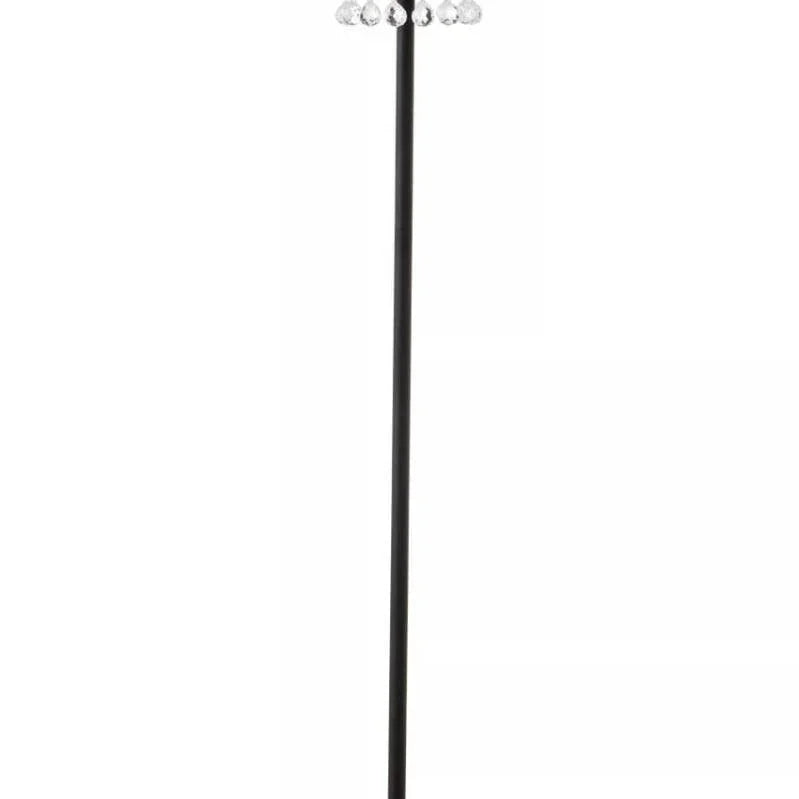 Black floor lamp with crystal drop shade and round base