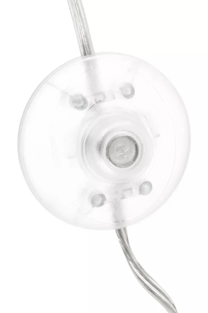 Clear plastic suction cup hook with attached hanging wire for home decor
