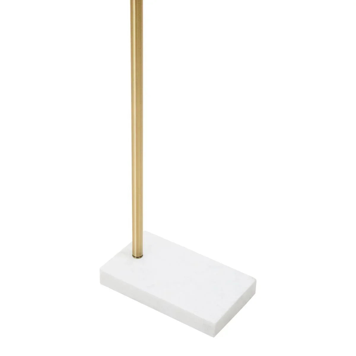 Rectangular white marble lamp base with slim gold metal pole