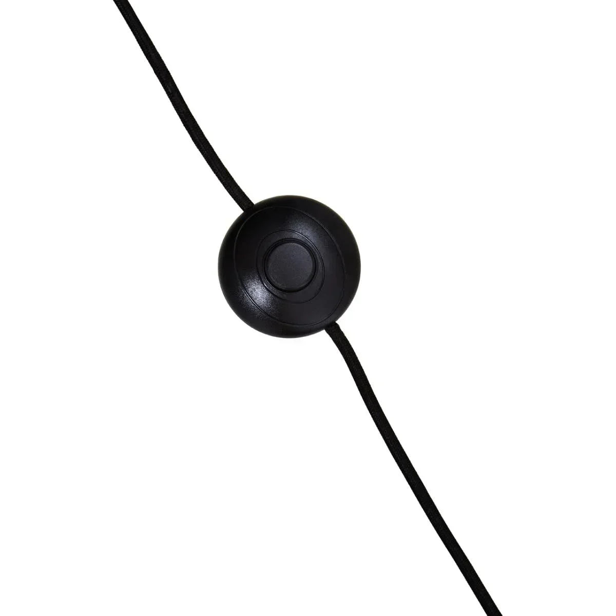 Black inline floor lamp foot switch with round design and attached black power cord