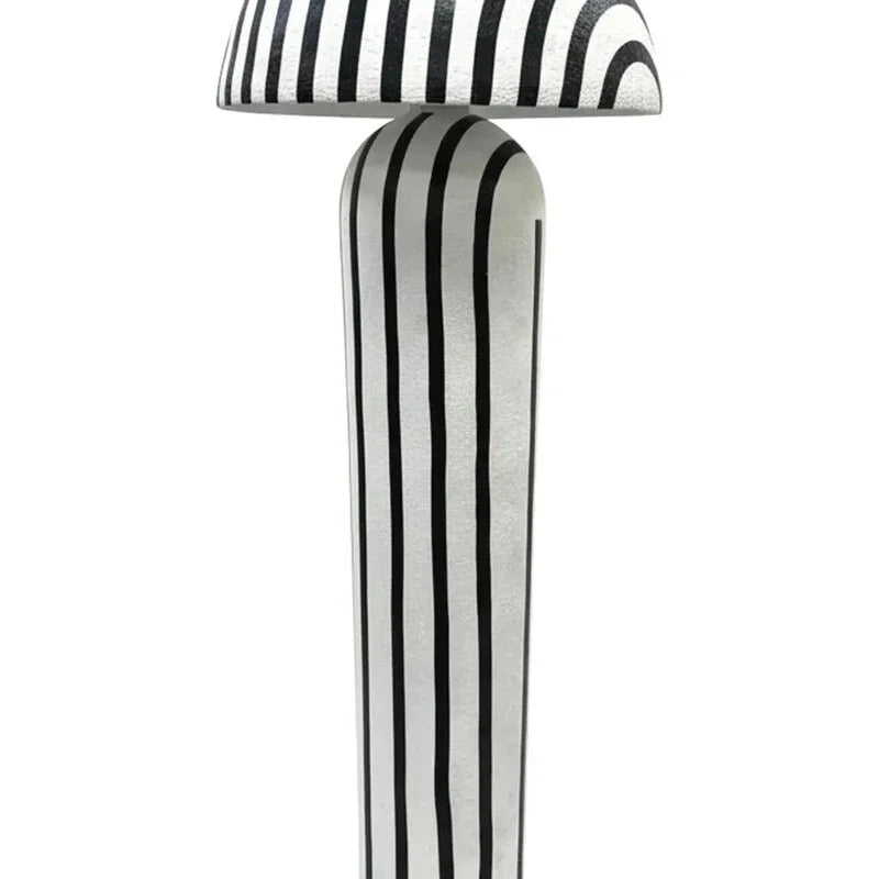 Carta Black and White Stripe Papier Mache Domed Floor Lamp