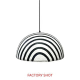 Carta Black and White Stripe Papier Mache Domed Pendant Light