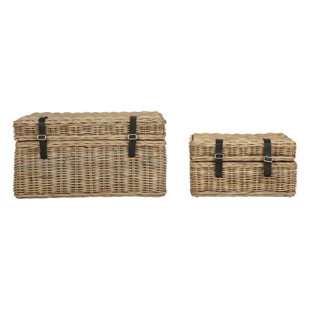 Rustic Grey Rattan Storage Trunks