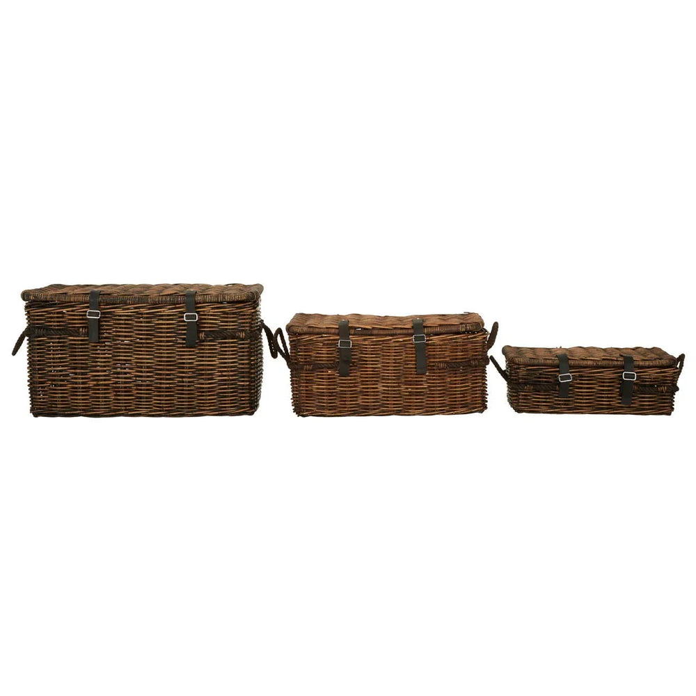 Antique Brown Rattan Storage Set