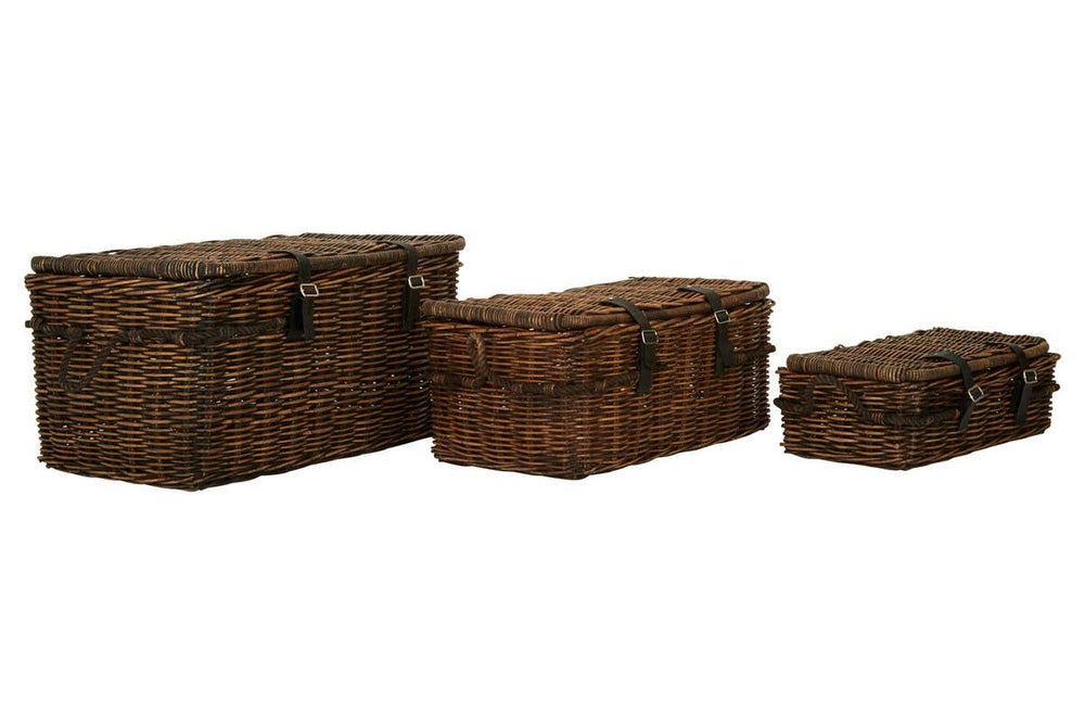 Antique Brown Rattan Storage Set