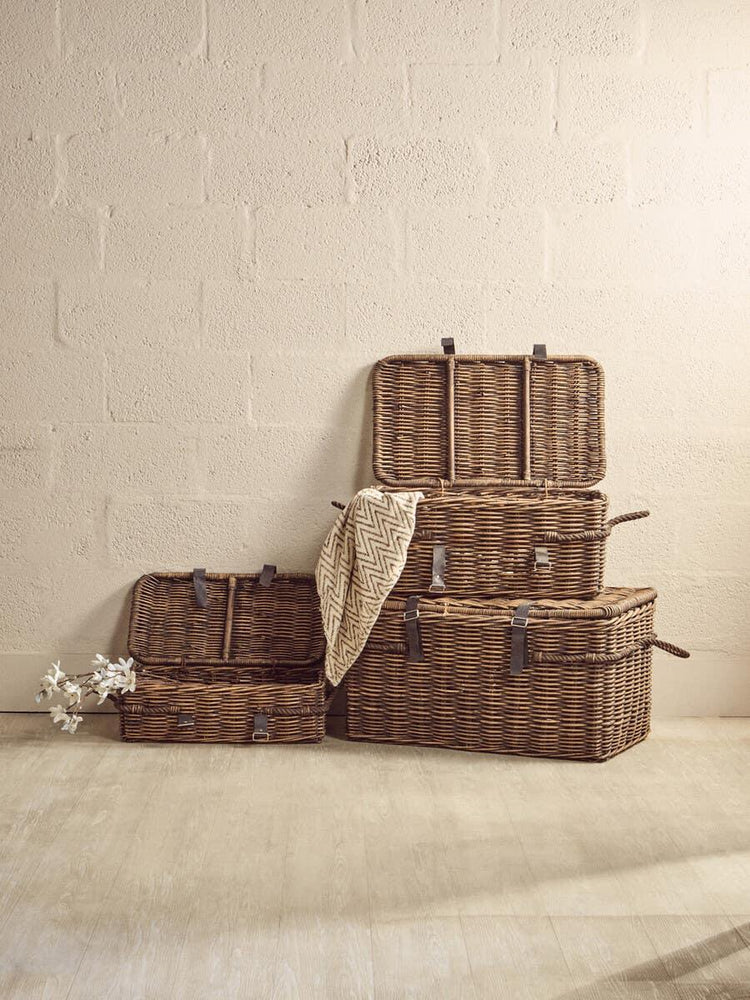 Antique Brown Rattan Storage Set