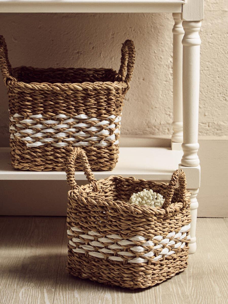 Antique Brown Rattan Storage Set