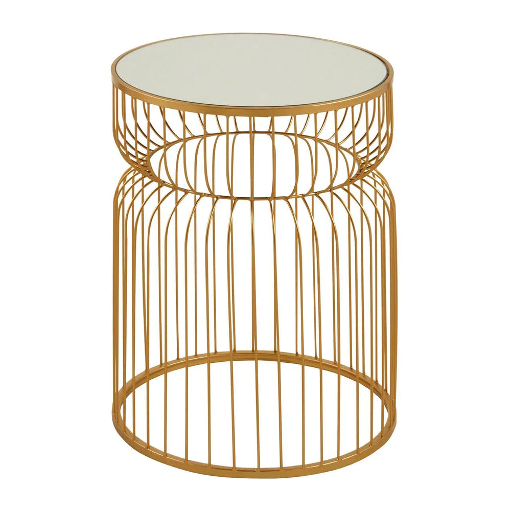 Gold Wireframe Round Side Table