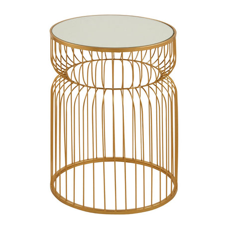Gold Wireframe Round Side Table