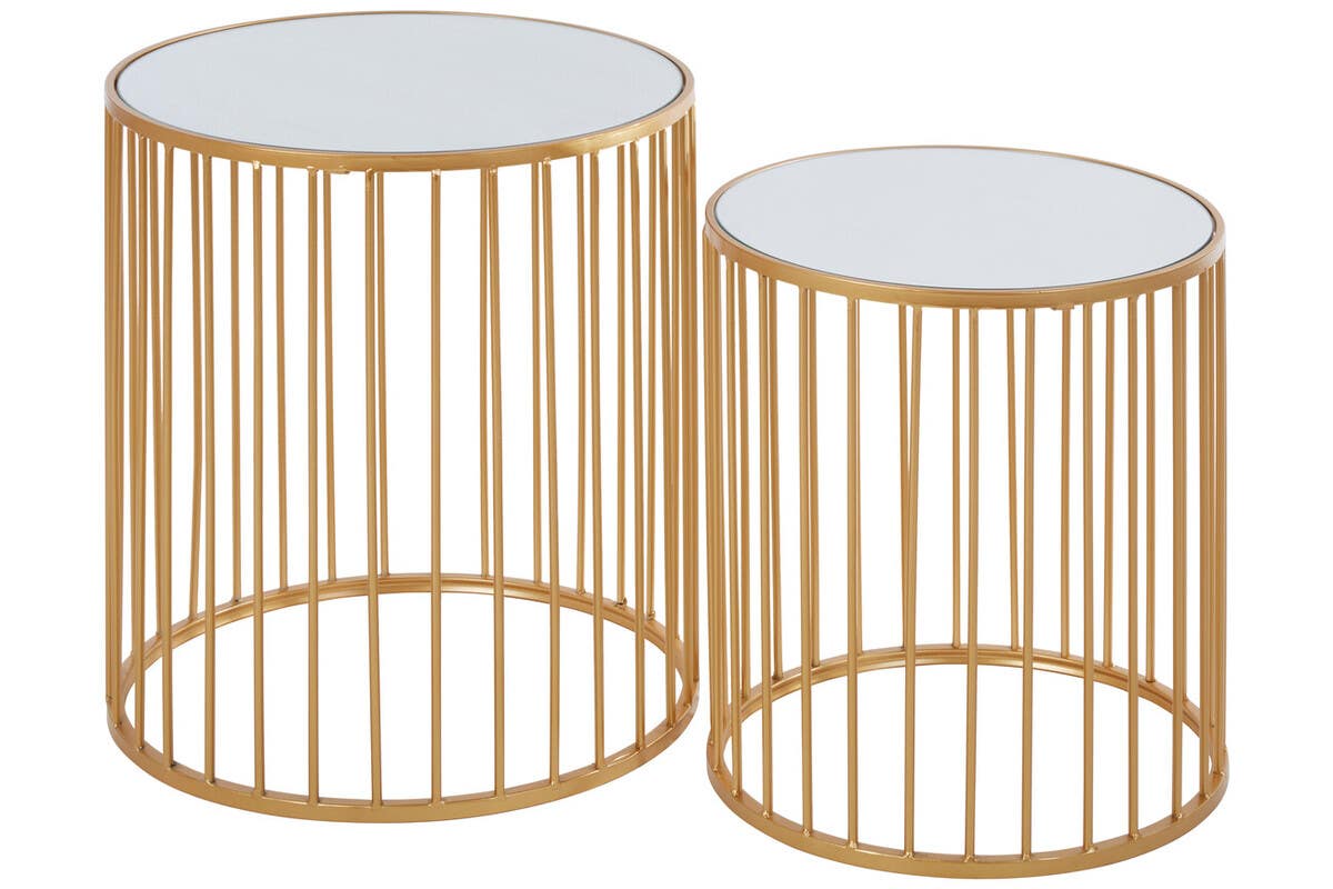 Golden Mirror Top Side Tables