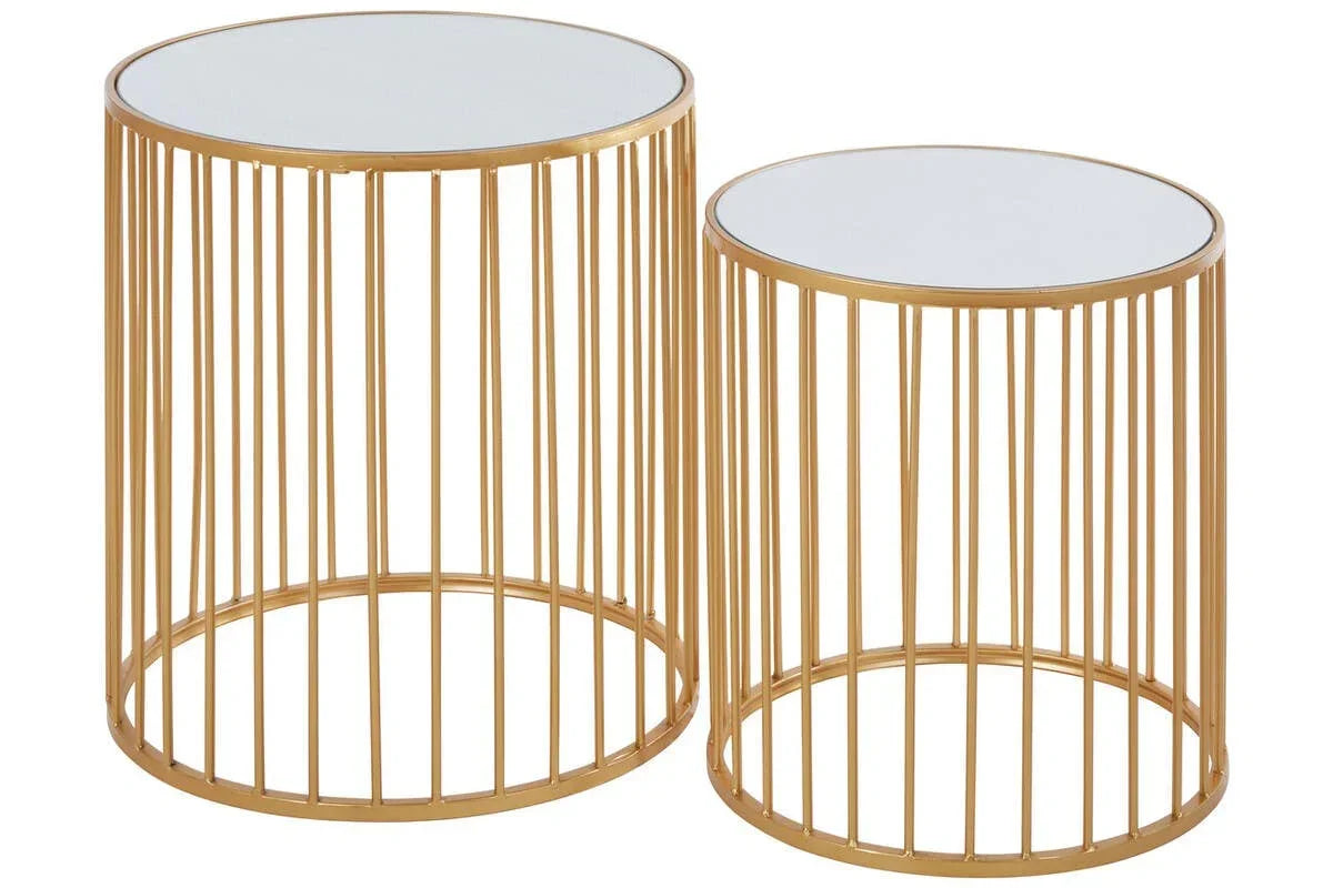 Avantis Mirror Top Set 2 Round Side Tables