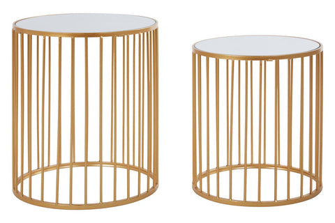 Golden Mirror Top Side Tables