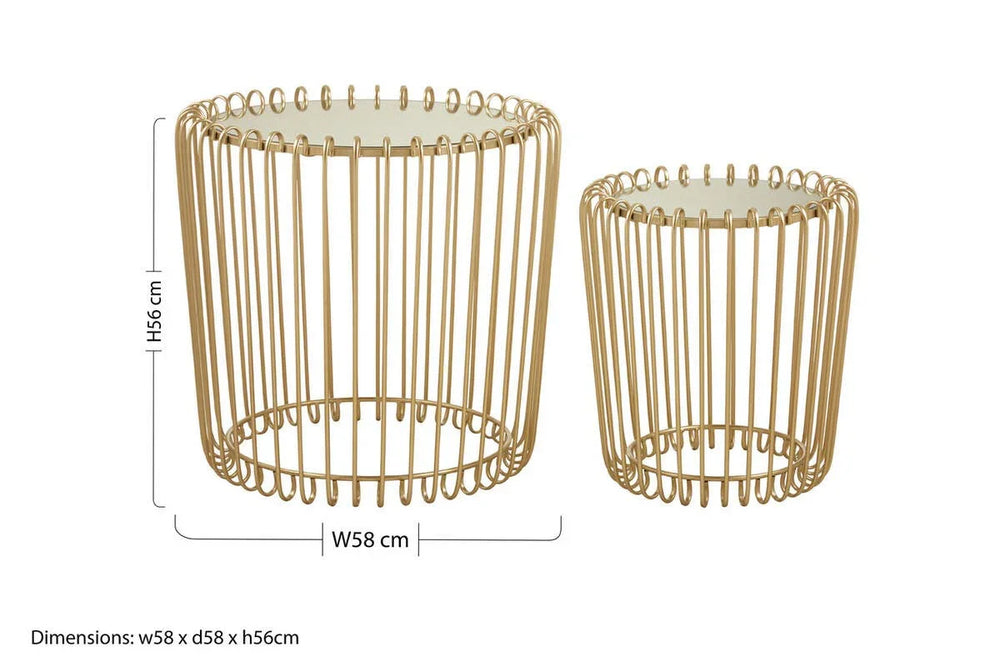 Luxe Wireframe Champagne Side Tables