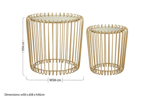 Luxe Wireframe Champagne Side Tables