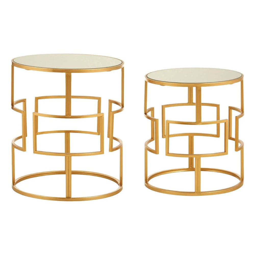 Gold Metal Mirrored Side Tables