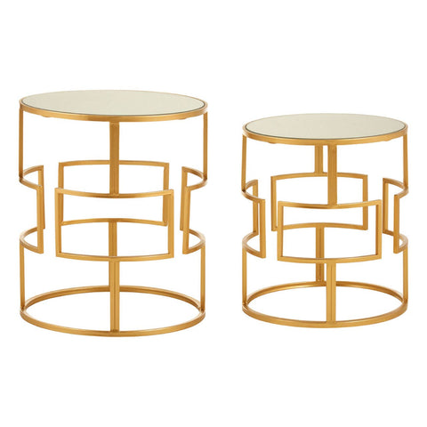 Gold Metal Mirrored Side Tables
