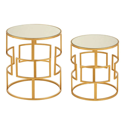 Golden Round Side Table Set