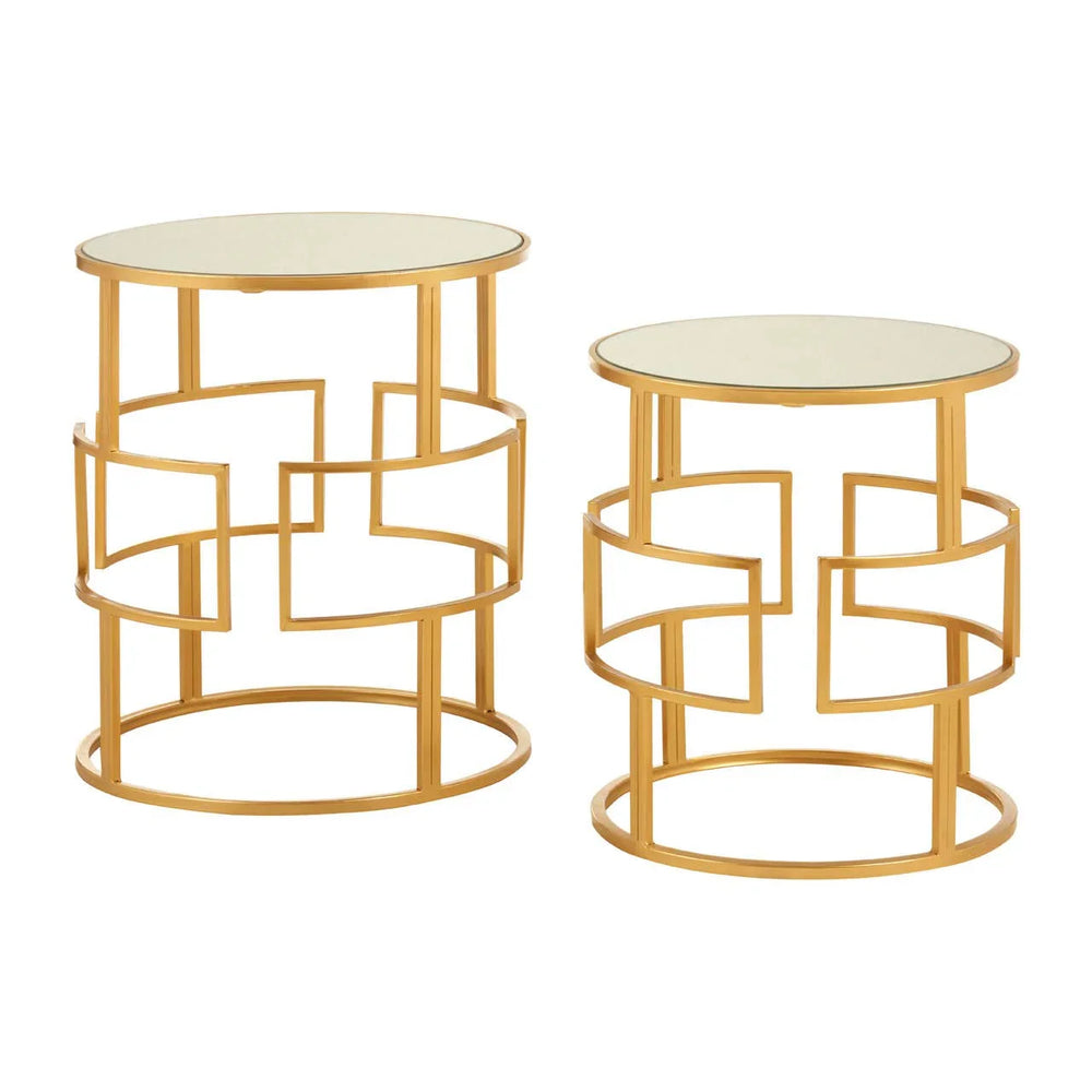 Gold Metal Mirrored Side Tables