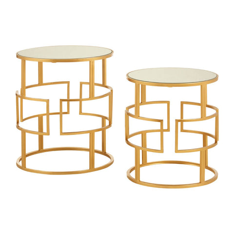 Gold Metal Mirrored Side Tables