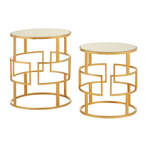 Golden Round Side Table Set