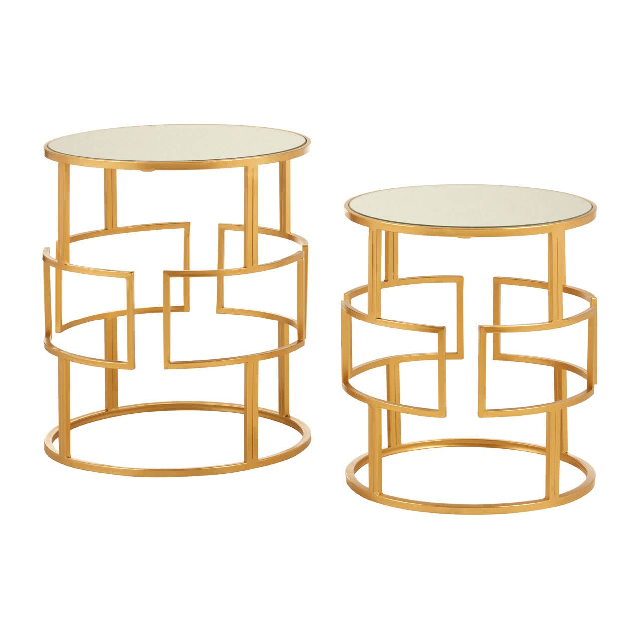 Golden Round Side Table Set