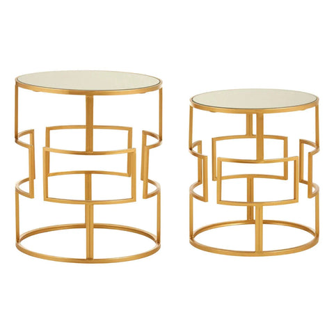 Golden Round Side Table Set