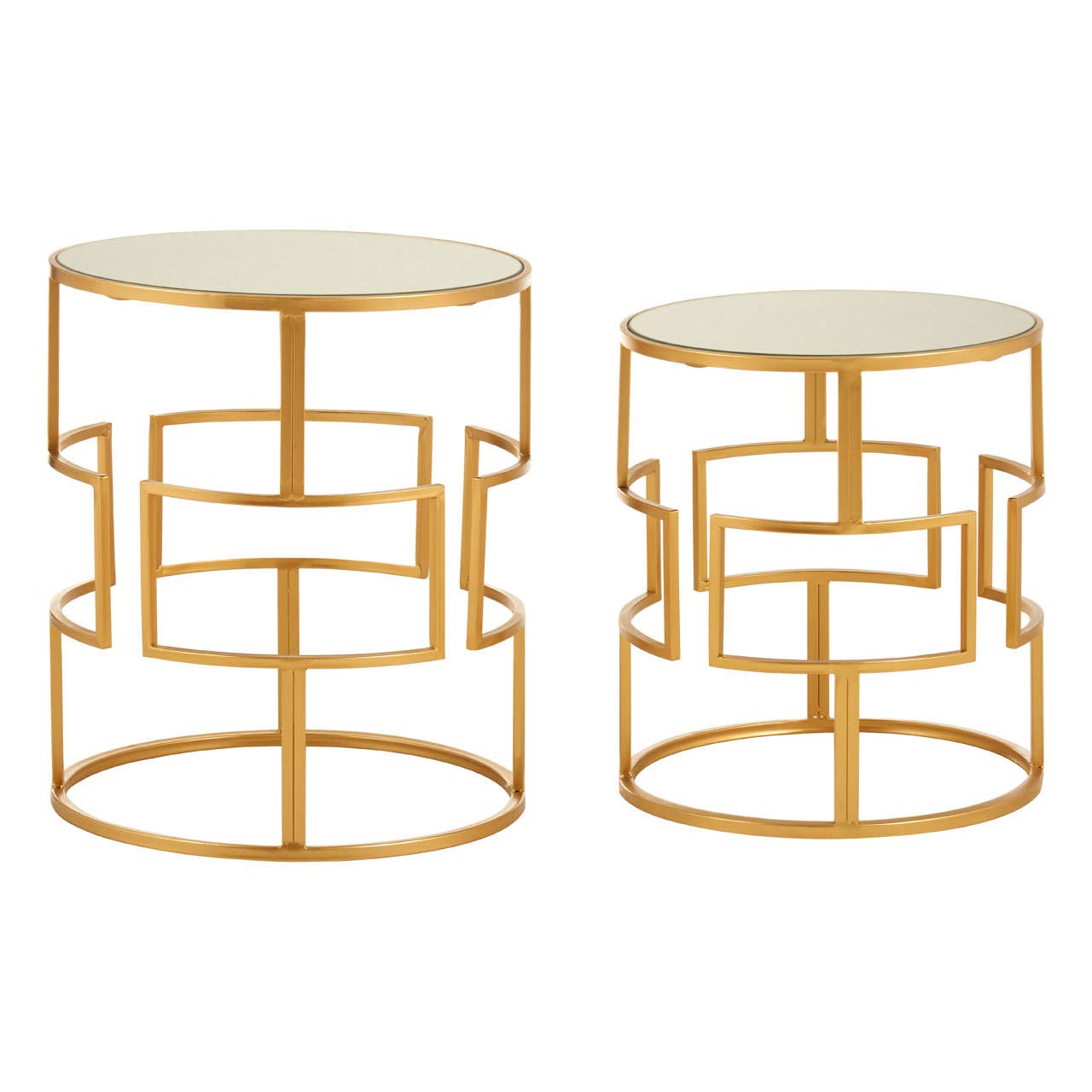 Golden Round Side Table Set